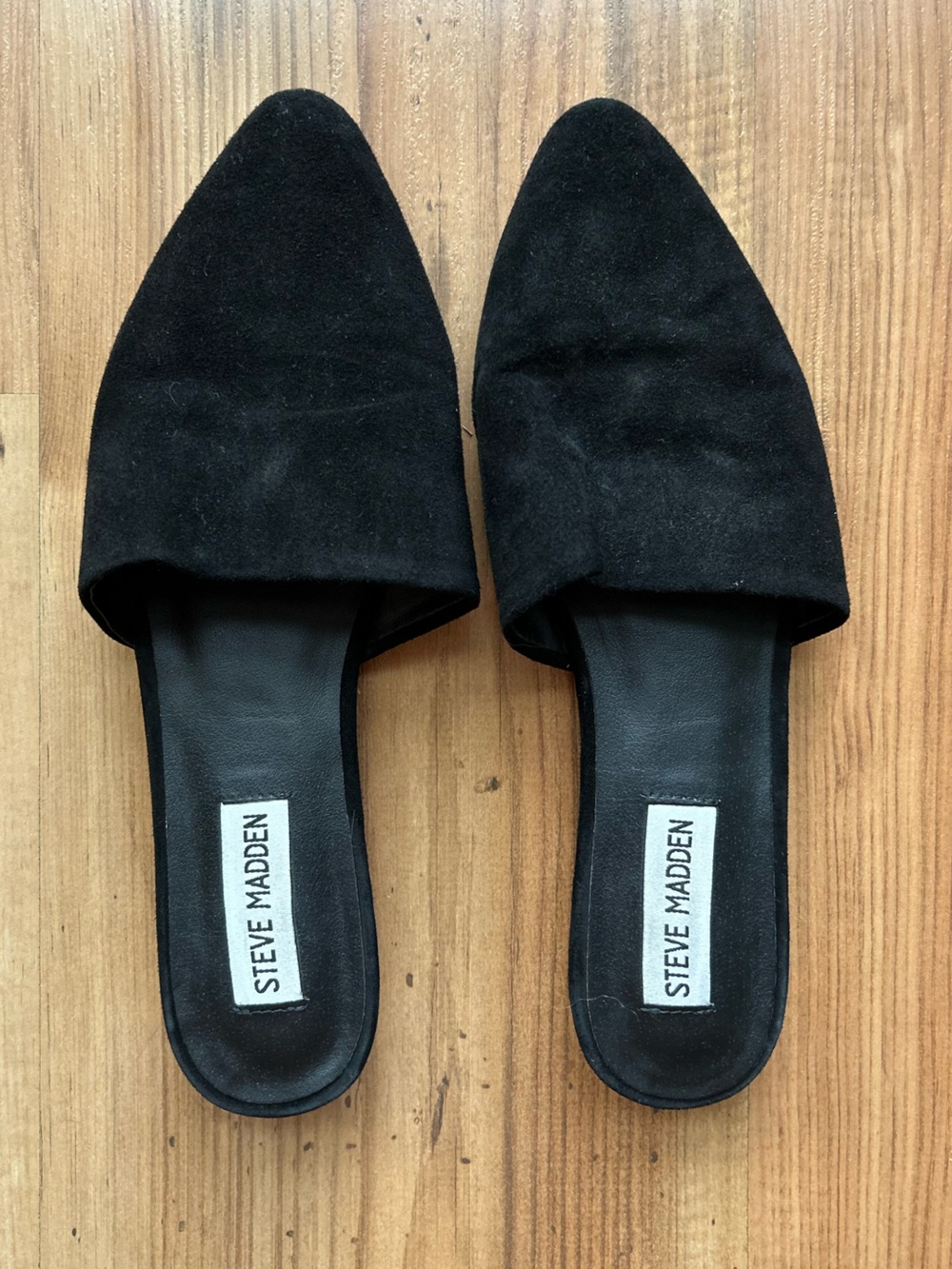 Steve Madden Black Pointed-Toe Slip-On Mules